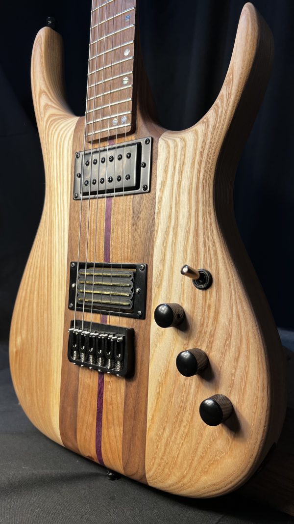 GB6T Electric Guitar - Walnut, Cherry, Purpleheart & Ash - Handmade - Satin - Image 9