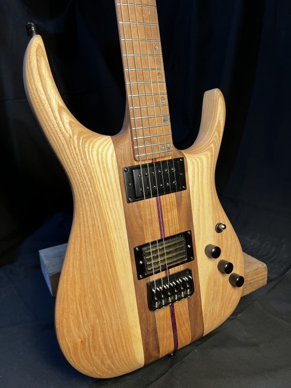 GB6T Electric Guitar - Walnut, Cherry, Purpleheart & Ash - Handmade - Satin - Image 2
